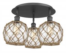 Innovations Lighting 516-3C-BK-G122-8RB - Farmhouse Rope - 3 Light - 20 inch - Matte Black - Flush Mount