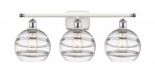 Innovations Lighting 516-3W-WPC-G556-8CL - Rochester - 3 Light - 28 inch - White Polished Chrome - Bath Vanity Light