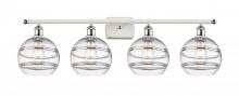 Innovations Lighting 516-4W-WPC-G556-8CL - Rochester - 4 Light - 38 inch - White Polished Chrome - Bath Vanity Light