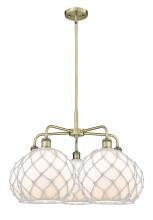 Innovations Lighting 516-5CR-AB-G121-10RW - Farmhouse Rope - 5 Light - 29 inch - Antique Brass - Stem hung - Chandelier