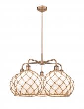 Innovations Lighting 516-5CR-AC-G121-10RB - Farmhouse Rope - 5 Light - 29 inch - Antique Copper - Stem hung - Chandelier