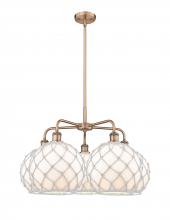 Innovations Lighting 516-5CR-AC-G121-10RW - Farmhouse Rope - 5 Light - 29 inch - Antique Copper - Stem hung - Chandelier