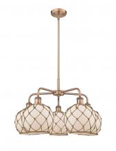 Innovations Lighting 516-5CR-AC-G121-8RB - Farmhouse Rope - 5 Light - 27 inch - Antique Copper - Stem hung - Chandelier