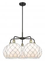Innovations Lighting 516-5CR-BAB-G121-10RW - Farmhouse Rope - 5 Light - 29 inch - Black Antique Brass - Stem hung - Chandelier