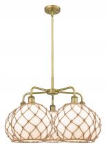Innovations Lighting 516-5CR-BB-G121-10RB - Farmhouse Rope - 5 Light - 29 inch - Brushed Brass - Stem hung - Chandelier