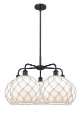 Innovations Lighting 516-5CR-BK-G121-10RW - Farmhouse Rope - 5 Light - 29 inch - Matte Black - Stem hung - Chandelier