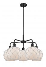 Innovations Lighting 516-5CR-BK-G121-8RW - Farmhouse Rope - 5 Light - 27 inch - Matte Black - Stem hung - Chandelier