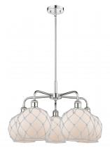 Innovations Lighting 516-5CR-PC-G121-8RW - Farmhouse Rope - 5 Light - 27 inch - Polished Chrome - Stem hung - Chandelier