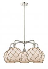 Innovations Lighting 516-5CR-PN-G121-8RB - Farmhouse Rope - 5 Light - 27 inch - Polished Nickel - Stem hung - Chandelier