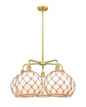 Innovations Lighting 516-5CR-SG-G121-10RB - Farmhouse Rope - 5 Light - 29 inch - Satin Gold - Stem hung - Chandelier