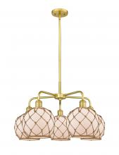 Innovations Lighting 516-5CR-SG-G121-8RB - Farmhouse Rope - 5 Light - 27 inch - Satin Gold - Stem hung - Chandelier