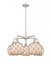 Innovations Lighting 516-5CR-SN-G121-8RB - Farmhouse Rope - 5 Light - 27 inch - Satin Nickel - Stem hung - Chandelier