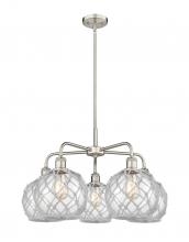 Innovations Lighting 516-5CR-SN-G122-8RW - Farmhouse Rope - 5 Light - 27 inch - Satin Nickel - Stem hung - Chandelier