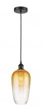 Innovations Lighting 616-1P-BK-G484-7AM - Brookhaven Flute - 1 Light - 7 inch - Matte Black - Cord hung - Mini Pendant
