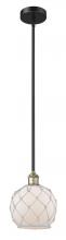 Innovations Lighting 616-1S-BAB-G121-8RW - Farmhouse Rope - 1 Light - 8 inch - Black Antique Brass - Stem hung - Mini Pendant