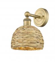 Innovations Lighting 616-1W-BB-RBD-8-NAT - Woven Rattan - 1 Light - 8 inch - Brushed Brass - Sconce