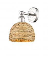 Innovations Lighting 616-1W-PN-RBD-8-NAT - Woven Rattan - 1 Light - 8 inch - Polished Nickel - Sconce