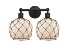 Innovations Lighting 616-2W-BK-G121-8RB - Farmhouse Rope - 2 Light - 17 inch - Matte Black - Bath Vanity Light