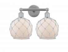 Innovations Lighting 616-2W-PC-G121-8RW - Farmhouse Rope - 2 Light - 17 inch - Polished Chrome - Bath Vanity Light