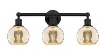 Innovations Lighting 616-3W-BK-G128-6 - Athens - 3 Light - 24 inch - Matte Black - Bath Vanity Light