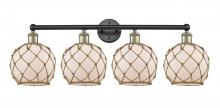Innovations Lighting 616-4W-BAB-G121-8RB - Farmhouse Rope - 4 Light - 35 inch - Black Antique Brass - Bath Vanity Light
