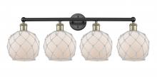 Innovations Lighting 616-4W-BAB-G121-8RW - Farmhouse Rope - 4 Light - 35 inch - Black Antique Brass - Bath Vanity Light