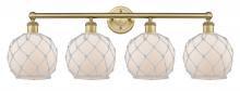 Innovations Lighting 616-4W-BB-G121-8RW - Farmhouse Rope - 4 Light - 35 inch - Brushed Brass - Bath Vanity Light