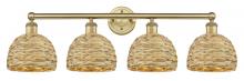 Innovations Lighting 616-4W-BB-RBD-8-NAT - Woven Rattan - 4 Light - 35 inch - Brushed Brass - Bath Vanity Light