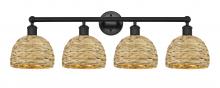 Innovations Lighting 616-4W-BK-RBD-8-NAT - Woven Rattan - 4 Light - 35 inch - Matte Black - Bath Vanity Light
