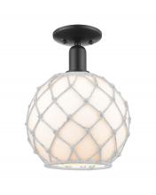 Innovations Lighting 716-1C-BK-G121-10RW - Farmhouse Rope - 1 Light - 10 inch - Matte Black - Semi-Flush Mount