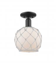 Innovations Lighting 716-1C-BK-G121-8RW - Farmhouse Rope - 1 Light - 8 inch - Matte Black - Semi-Flush Mount