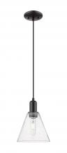 Innovations Lighting 716-1P-BK-GBC-84 - Berkshire Glass - 1 Light - 8 inch - Matte Black - Cord hung - Mini Pendant