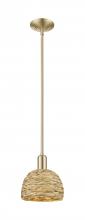 Innovations Lighting 716-1S-CB-RBD-8-NAT - Woven Rattan - 1 Light - 8 inch - Champagne Bronze - Stem hung - Mini Pendant