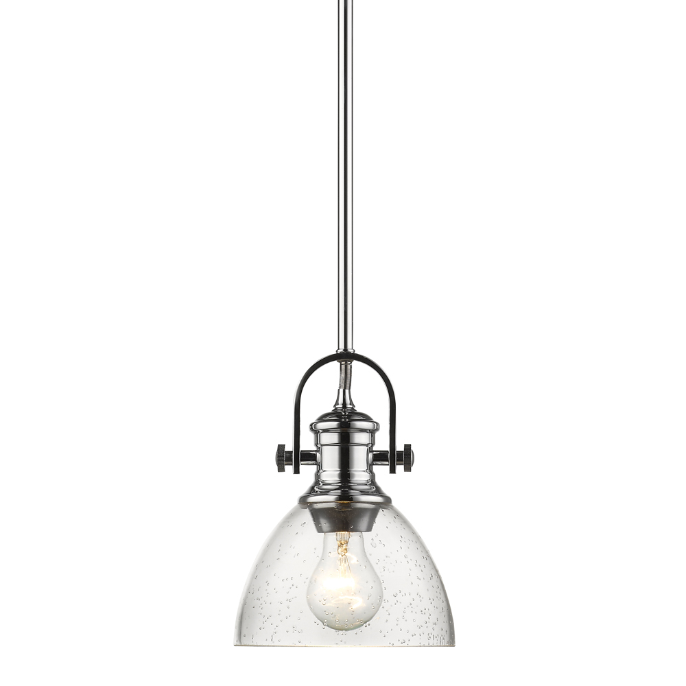 Hines Mini Pendant in Chrome with Seeded Glass
