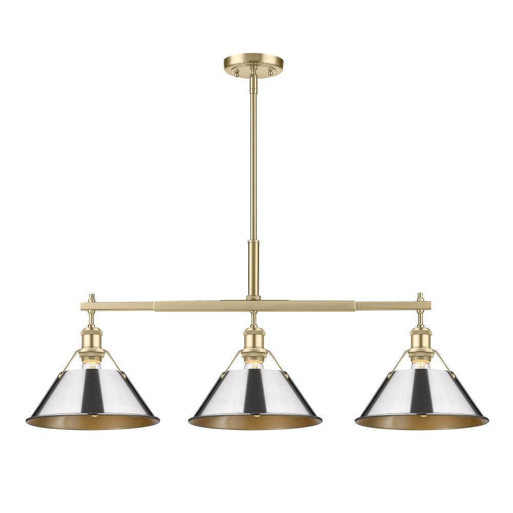 Orwell 3-Light Linear Pendant in Brushed Champagne Bronze with Chrome