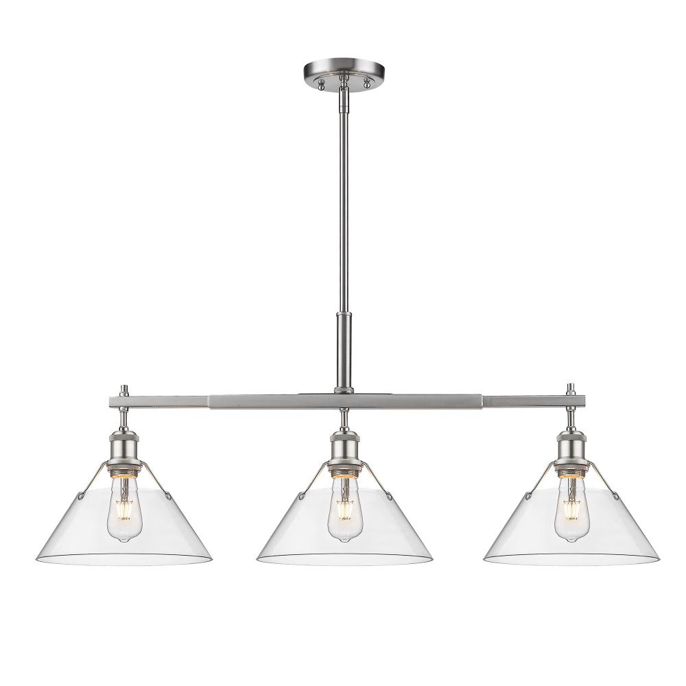 Orwell 3-Light Linear Pendant in Pewter with Clear Glass