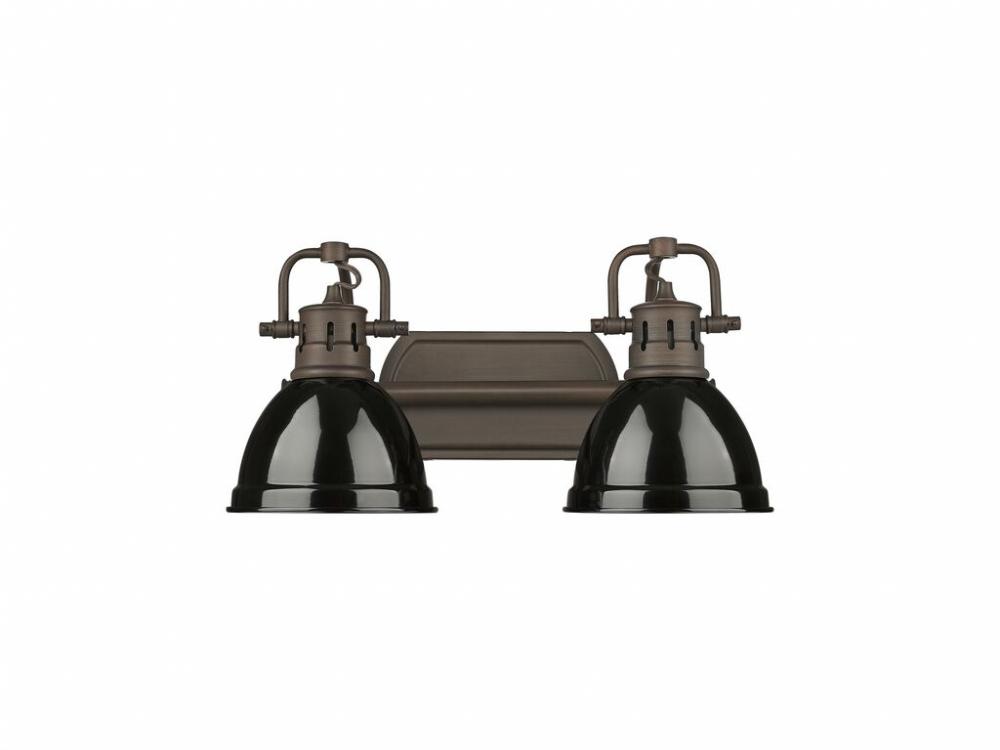 Duncan 2-Light Bath Vanity in Rubbed Bronze with Black