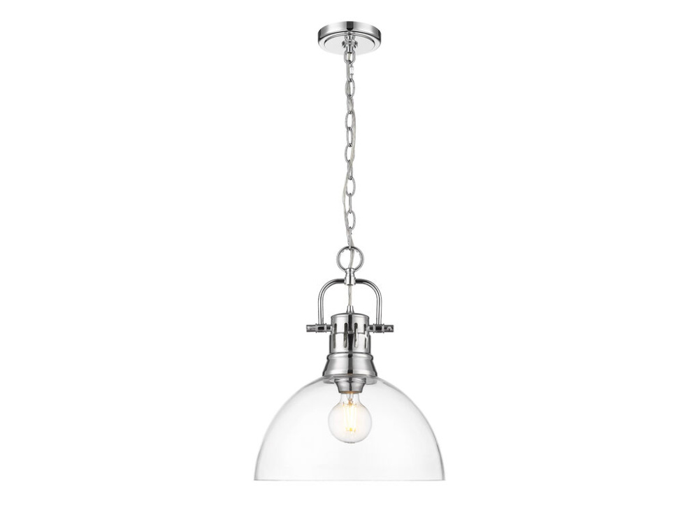 Duncan 1-Light Pendant with Chain in Chrome with Clear Glass