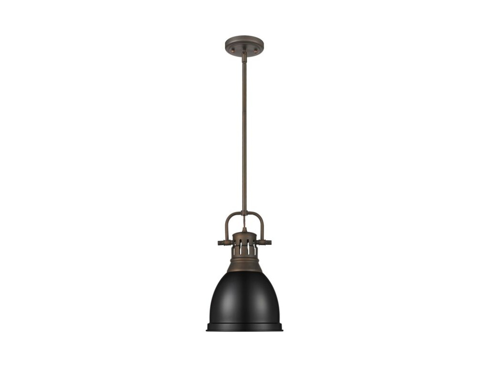 Duncan Small Pendant with Rod in Rubbed Bronze with Matte Black