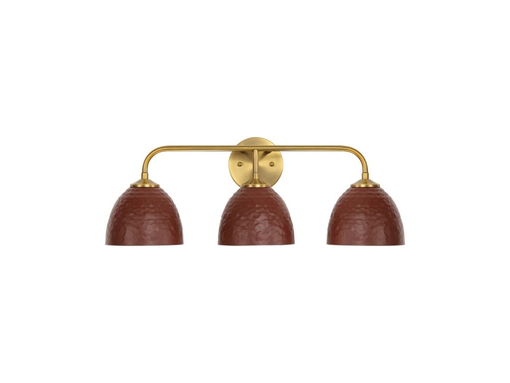 Shepard 3-Light Bath Vanity in Modern Brass with Russet Clay