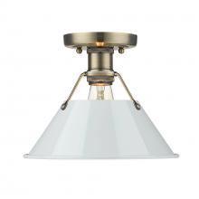 Golden 3306-FM AB-DB - Orwell 1-Light Flush Mount in Aged Brass with Dusky Blue