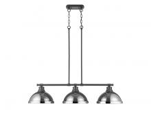 Golden 3602-3LP BLK-CH - Duncan 1-Light Pendant with Chain in Rubbed Bronze with Seafoam
