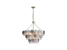 Golden 6007-27 AGS-SPG - Cascada 3 Tier - 11 Light Pendant in Aegean Silver with Smoke Plated Glass Shade