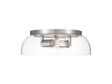 Golden 3602-14 PW-CLR - Duncan 14" Flush Mount in Pewter with Clear Glass