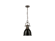 Golden 3602-S RBZ-BK - Duncan Small Pendant with Chain in Rubbed Bronze with Black