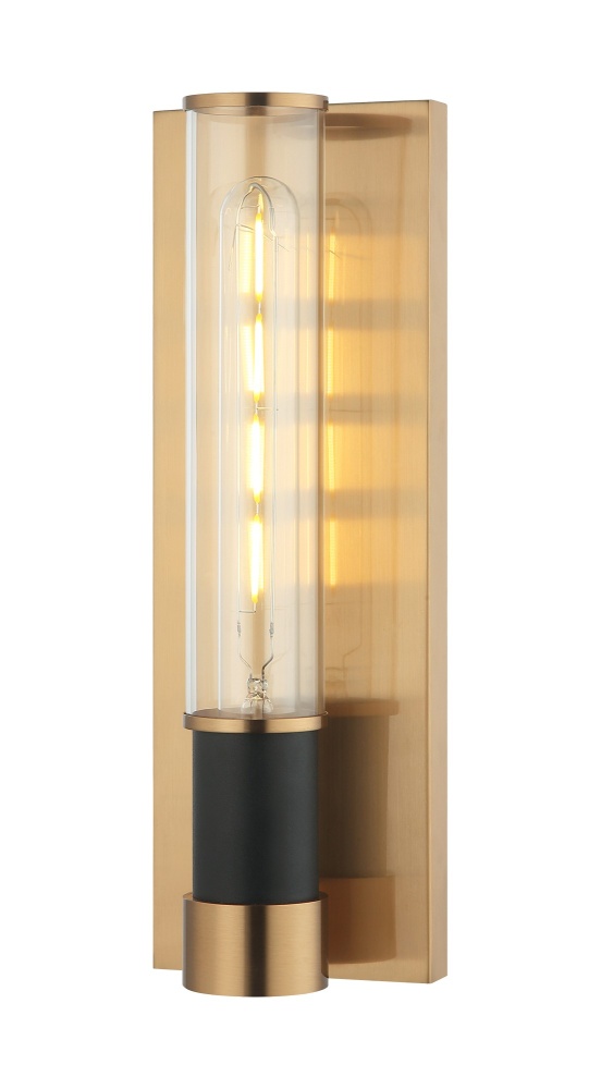 Tubo Matte Black + Aged Gold Brass Wall Sconce
