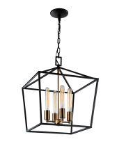 Matteo Lighting C61704RB - Scatola Rusty Black and Aged Gold Brass Accents Chandelier