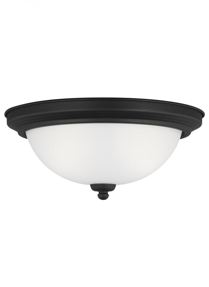 Geary transitional 2-light indoor dimmable ceiling flush mount fixture in midnight black finish with