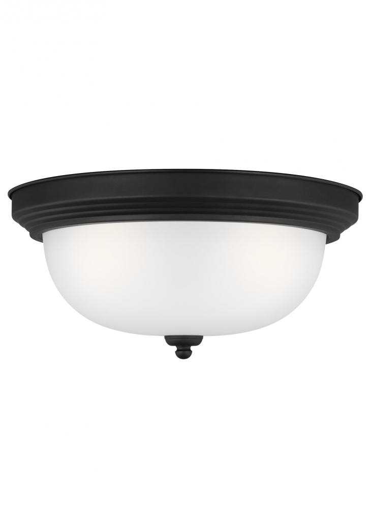 Geary transitional 3-light indoor dimmable ceiling flush mount fixture in midnight black finish with