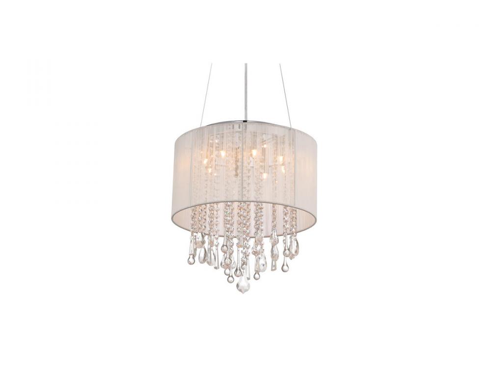 Beverly Dr. Round White Silk String Shade And Crystal Dual Sconce